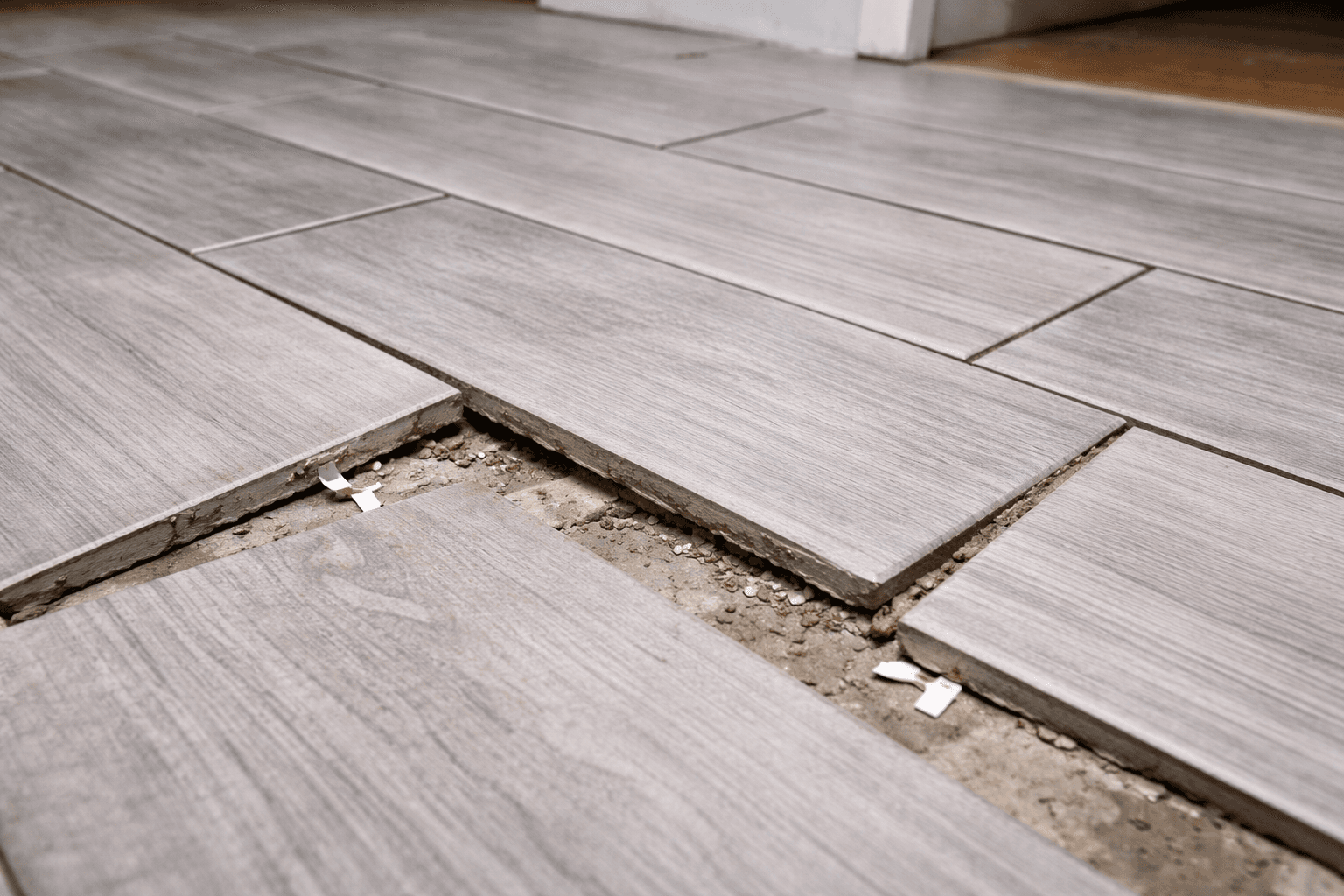 Piso sendo instalado — decisão que impacta margem